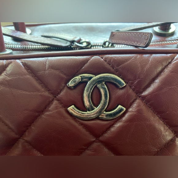 CHANEL Burgundy Leather Bowling Bag! - Picture 10 of 11